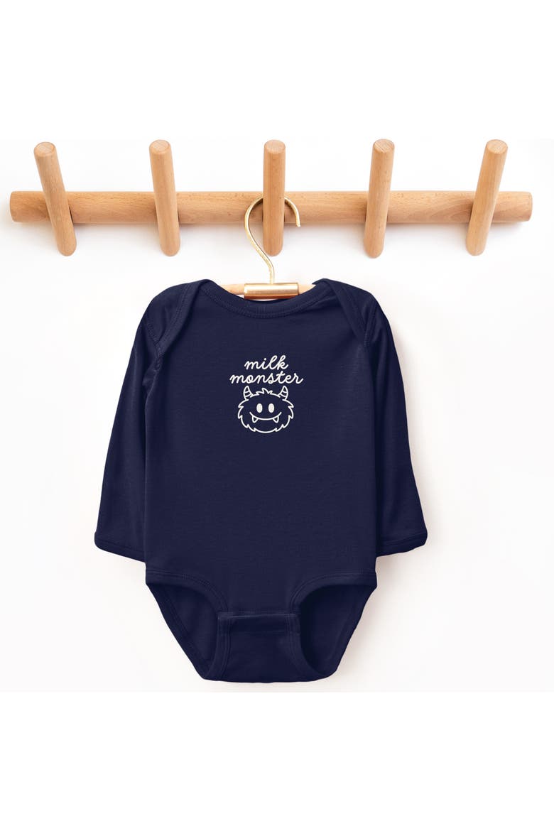 Milk Monster Infant Long Sleeve Bodysuit, Alternate, color, Navy