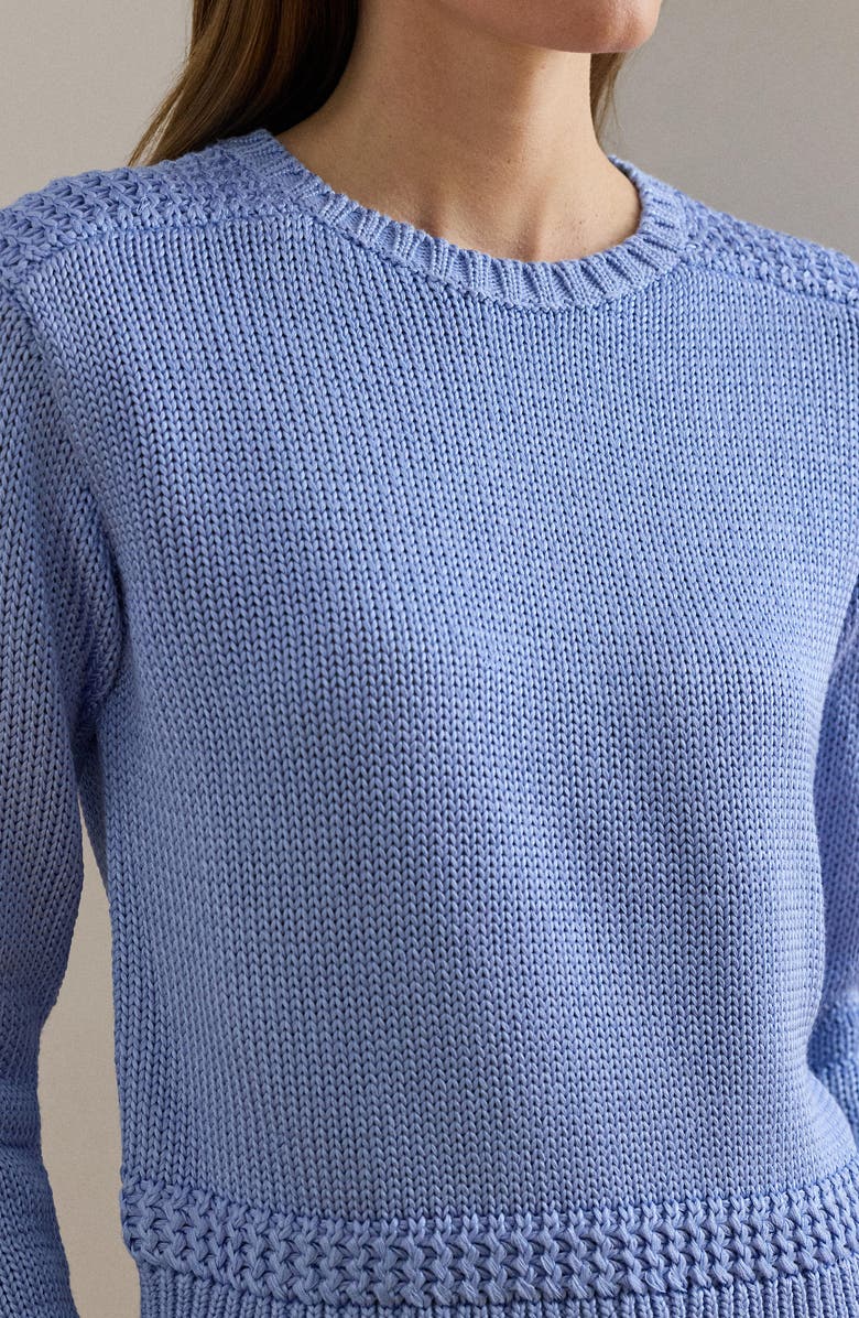Lauren Ralph Lauren Mixed Stitch Cotton Blend Sweater, Alternate, color, Banker Blue