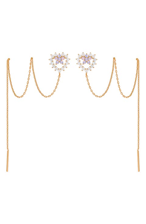 Heartstring Cubic Zirconia Threader Earrings