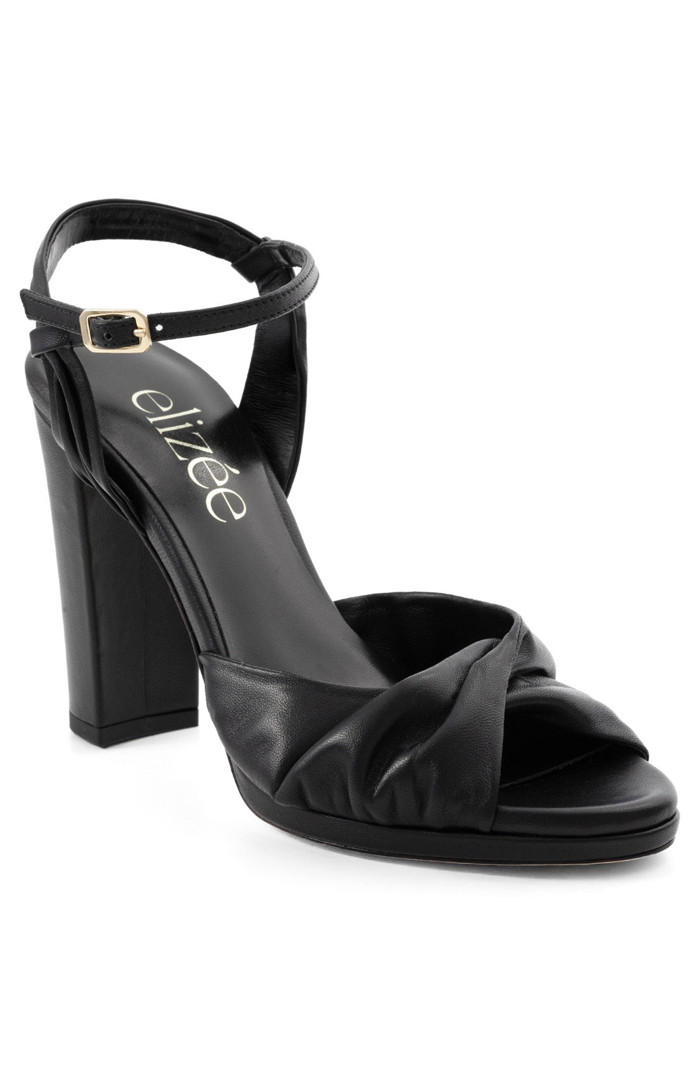 Simone Sandal Leather Platform Heel, Main, color, Black
