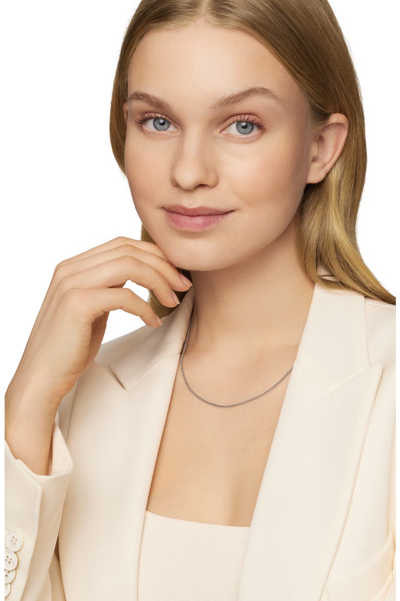 Box Chain Necklace in Sterling Silver with 14K Yellow Gold Accent, 1.7mm, Alternate, color, METALLIC SILVER