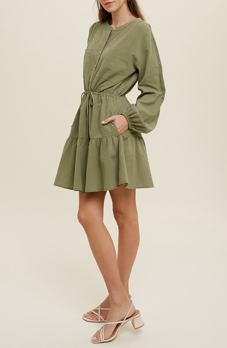 WISHLIST Long Sleeve Minidress, Alternate, color, Olive