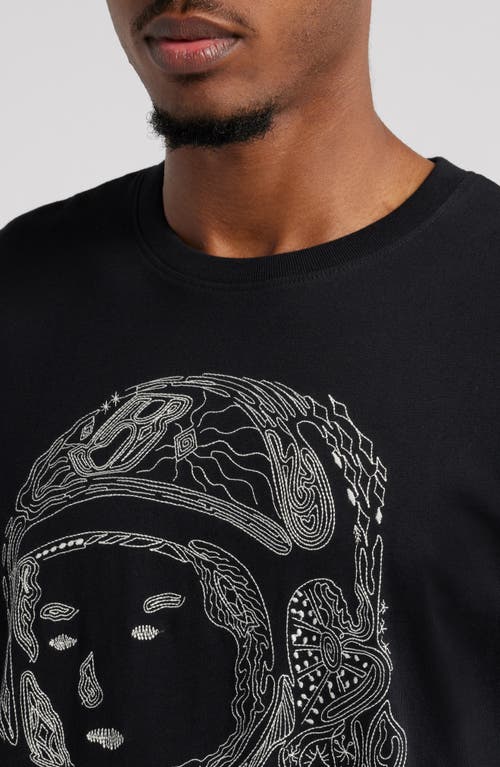 Billionaire Boys Club Helmet Head Embroidered Cotton Graphic T-shirt In Black