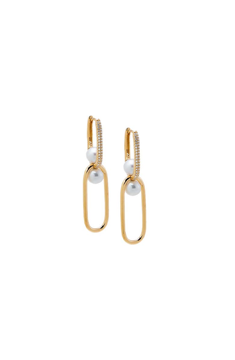 BY ADINA EDEN Diamond Pearl Link Earring 14K, Main, color, Pearl White