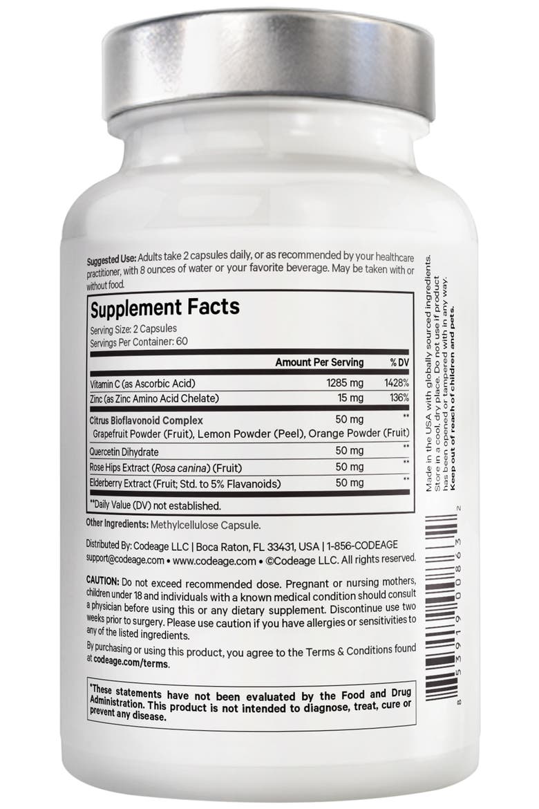 Amen Vitamin C 1285 mg Supplement with Zinc, Alternate, color, White