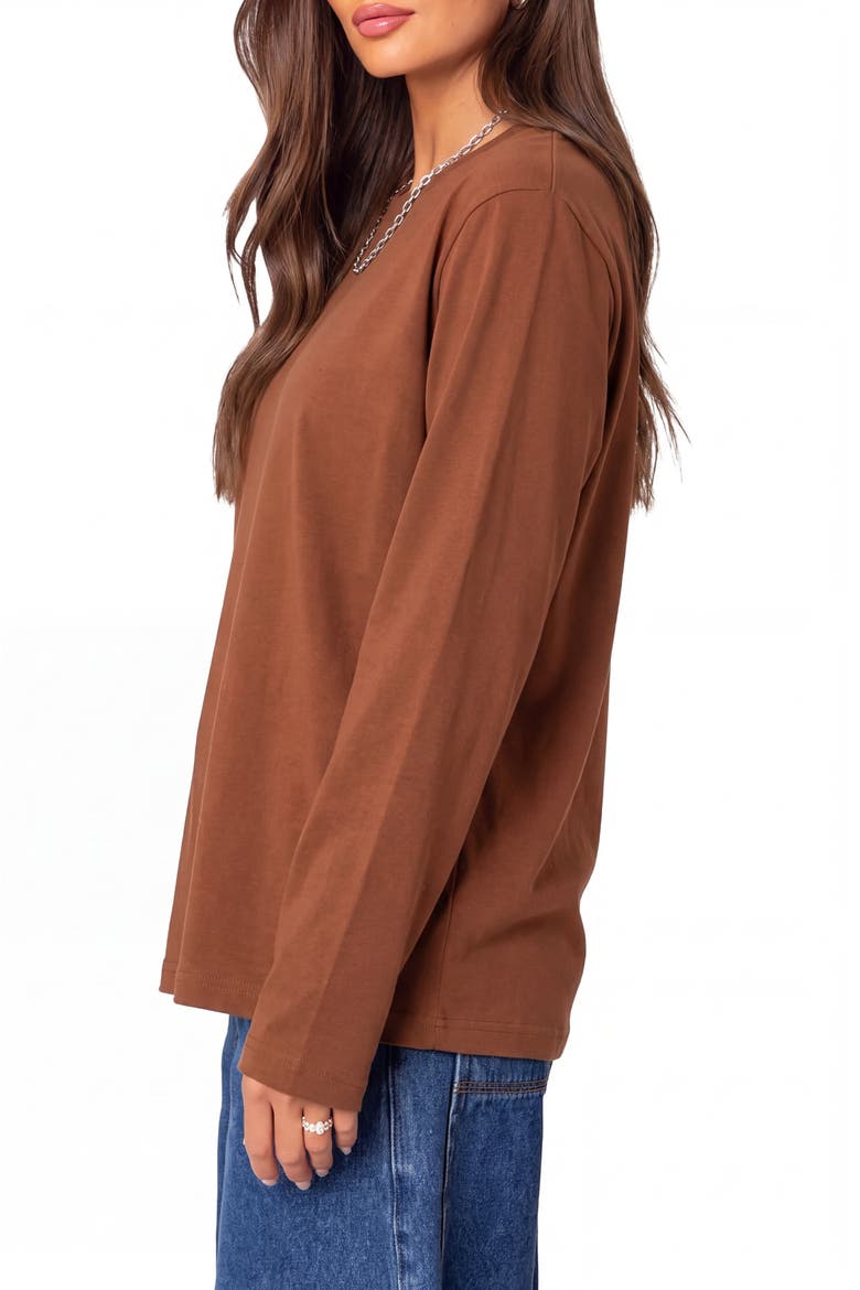 Relaxed Fit Long Sleeve Organic Cotton Layering T-Shirt, Alternate, color, Brown