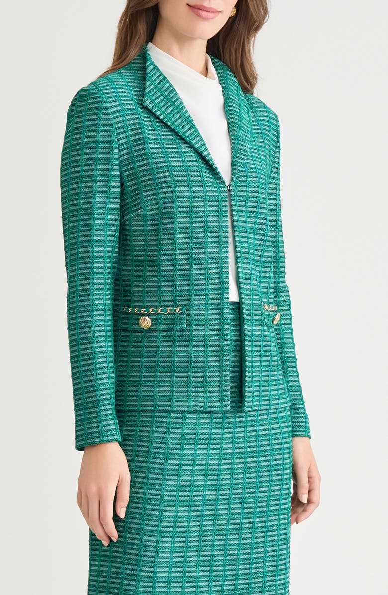 Ming Wang Chain Detail Ottoman Knit Jacket, Alternate, color, Everest/ Black/ Ivory