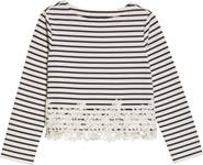 Veronica Beard Hovey Stripe Lace Detail Cotton Top