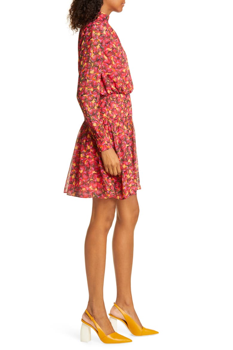 Isabel Floral Silk Long Sleeve Minidress, Alternate, color, PEMALA CIRCLES