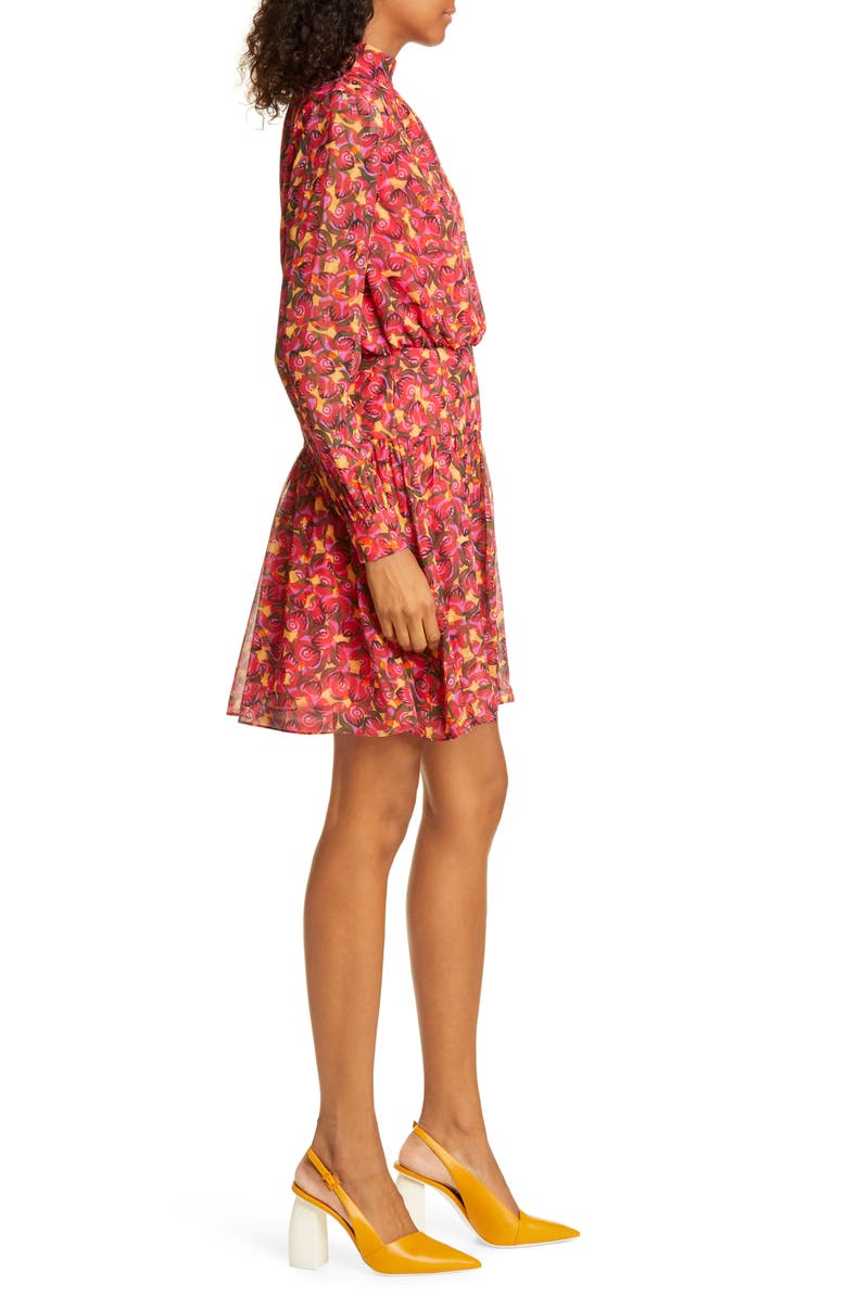SALONI Isabel Floral Silk Long Sleeve Minidress, Alternate, color, 