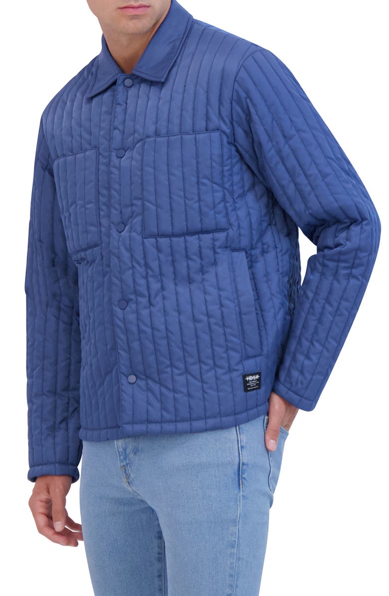 Hudson Jeans Water Repellent Quilted Shirt Jacket, Alternate, color, Blue