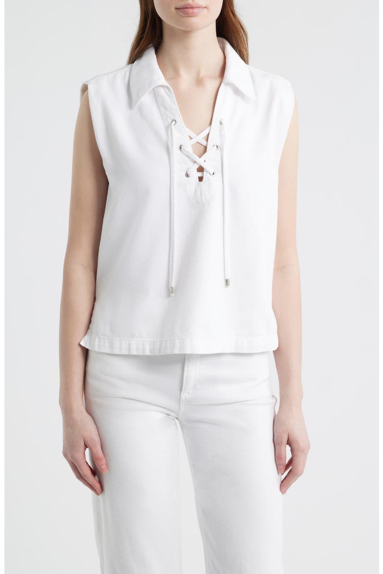 Featherweight Fiona Lace-Up Sleeveless Shirt, Main, color, OPTIC WHITE