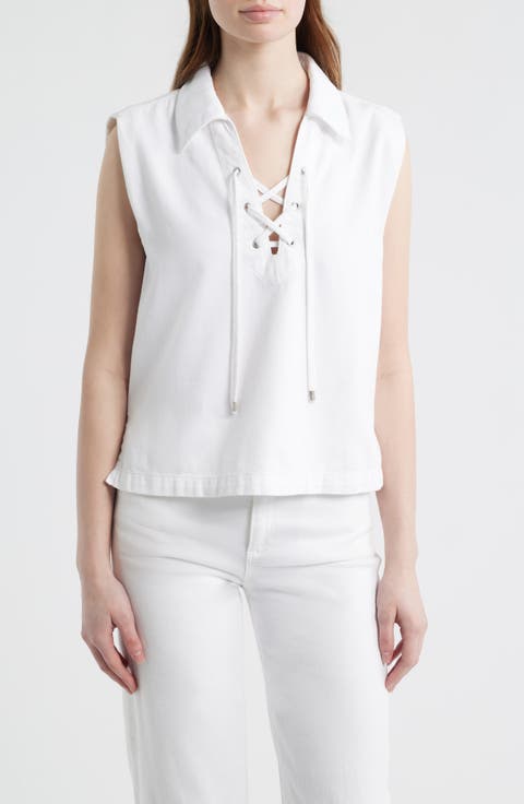 Fiona Lace-Up Sleeveless Shirt