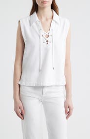 rag & bone Featherweight Fiona Lace-Up Sleeveless Shirt