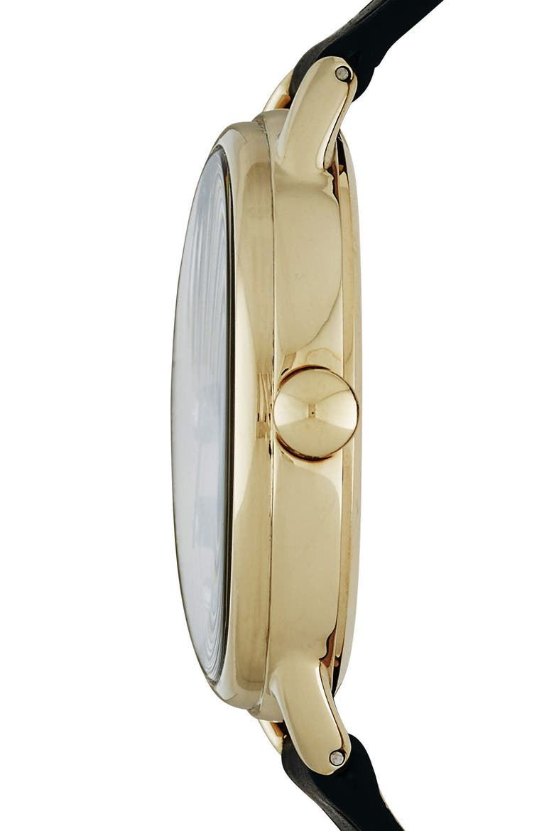 'Betty' Leather Strap Watch, 36mm, Alternate, color, DARK GREEN/ SUNRAY