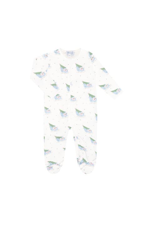 Pima Cotton Christmas Merry Sleighs Zipper Footie - Baby