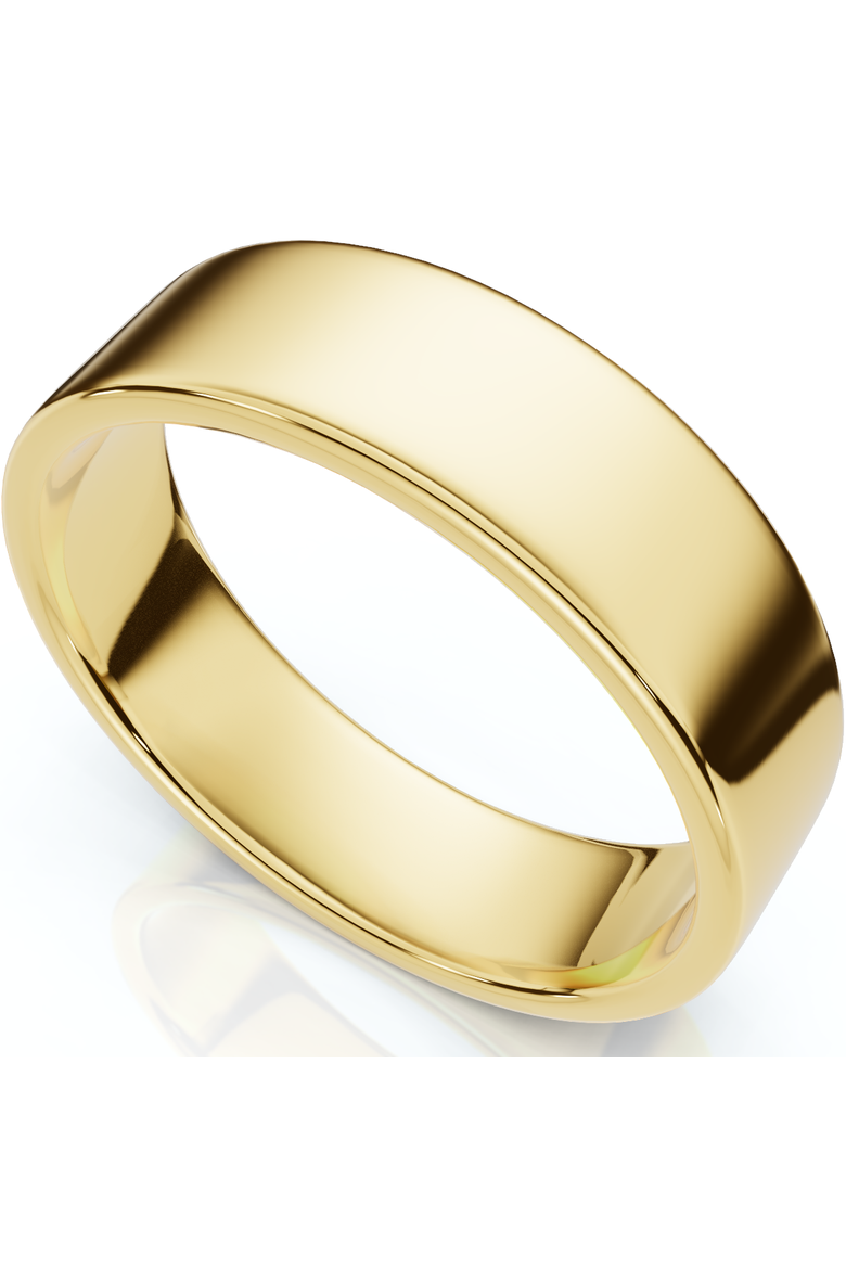 6mm Flat High Polished Wedding Band 14K Gold, Main, color, Yellow Gold