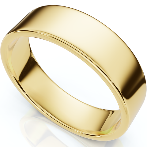 6mm Flat High Polished Wedding Band 14K Gold