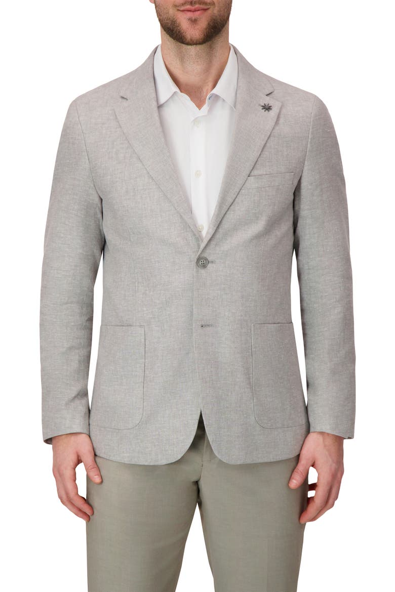 Linen & Cotton Blend Sport Coat, Alternate, color, GREY