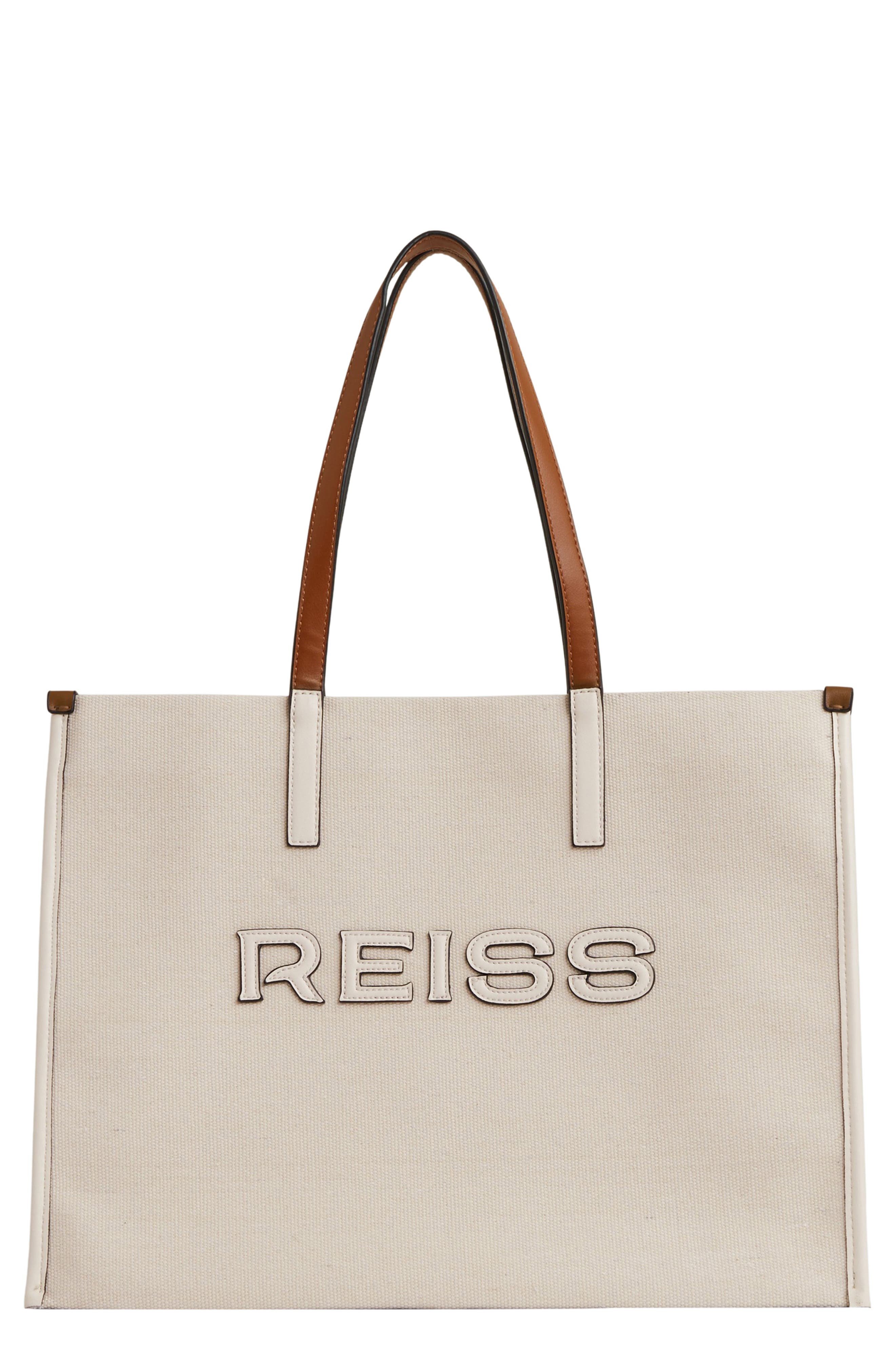 Reiss Lola Logo Canvas Tote, Main, color, Lolanatural