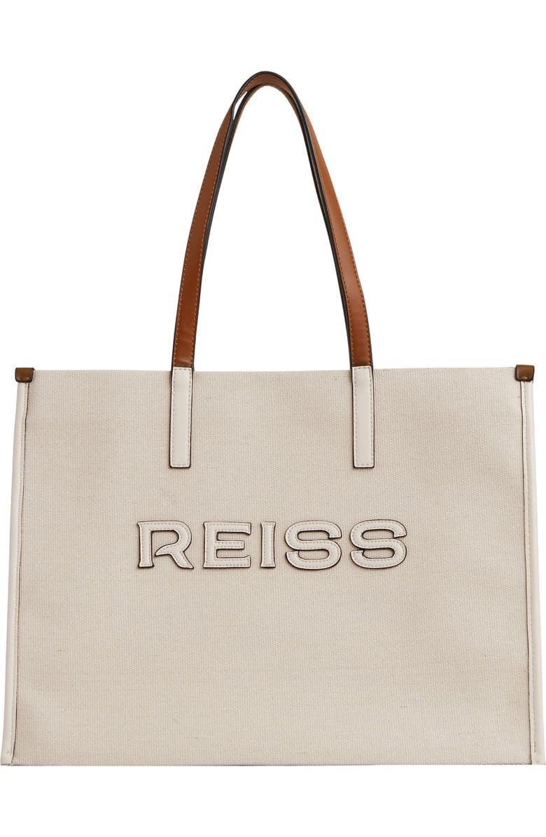Reiss Lola Logo Canvas Tote, Main, color, Lolanatural