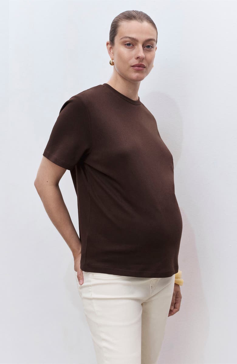 MANGO Over the Bump Raw Hem Crop Flare Maternity Jeans, Alternate, color, Off White