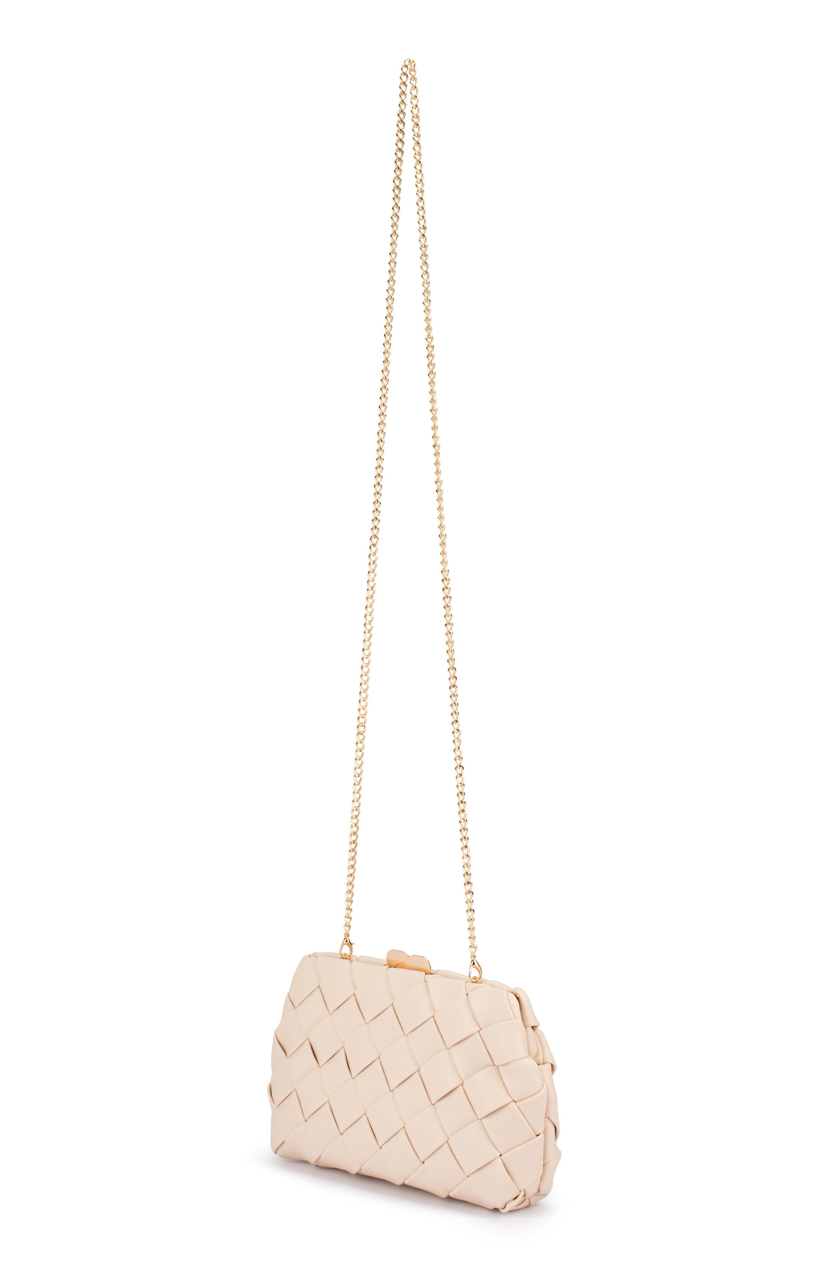 Quinn Woven Faux Leather Clutch, Alternate, color, NATURAL
