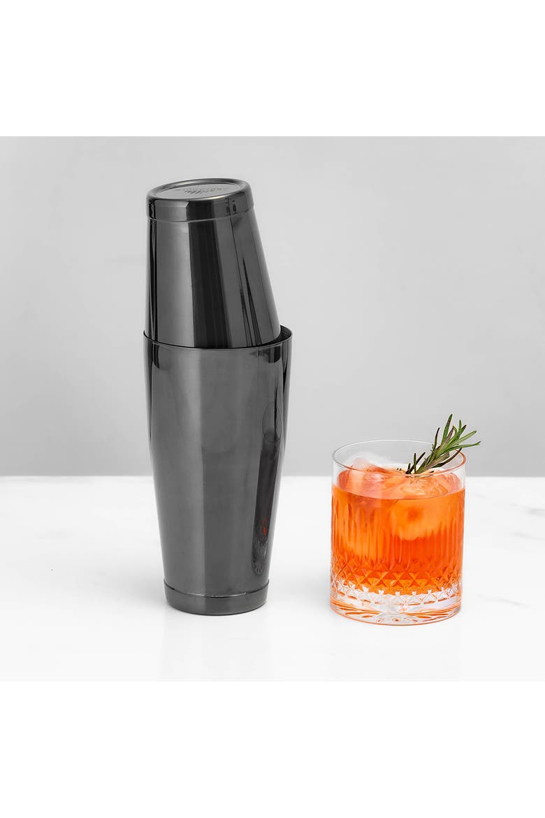 Black Boston Cocktail Shaker Set, Weighted, Alternate, color, Black