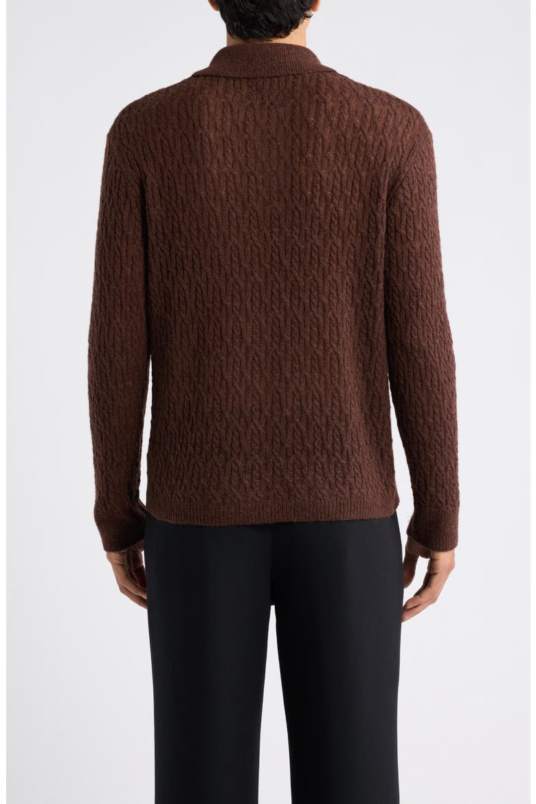 Cyclone Cabled Long Sleeve Polo Sweater, Alternate, color, CHOCOLATE BROWN