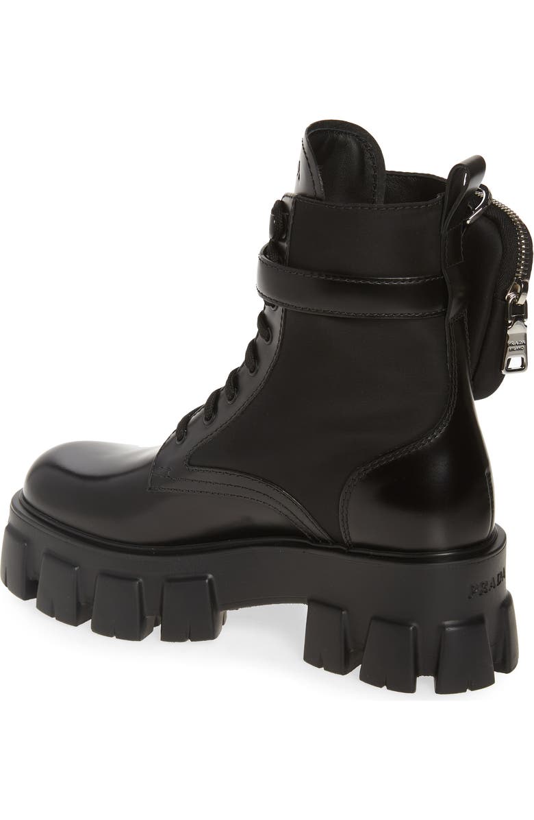 Prada Monolith Mini Bag Lug Sole Combat Boot, Alternate, color,
