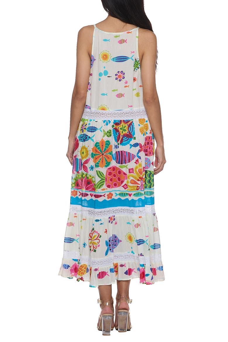 Fish Cotton Midi Sundress, Alternate, color, WHITE