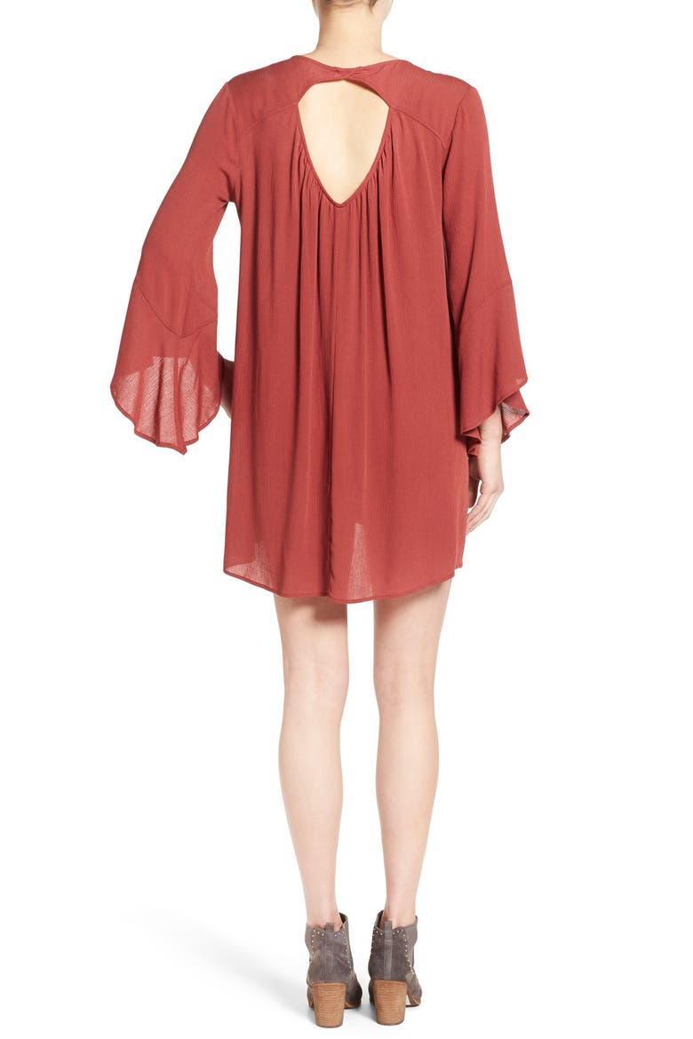 Whitney Bell Sleeve Woven Shift Dress, Alternate, color, APPLE BUTTER