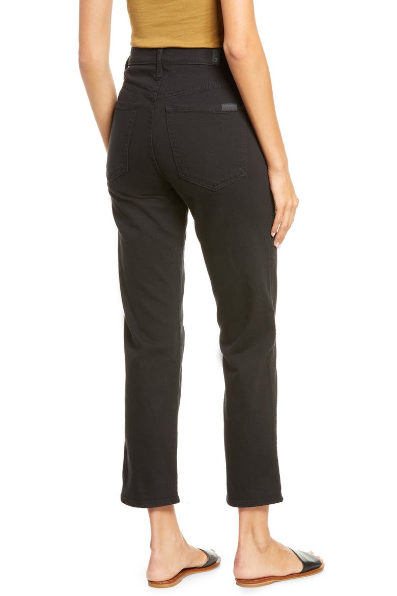 High Waist Crop Straight Leg Jeans, Alternate, color, BLACK