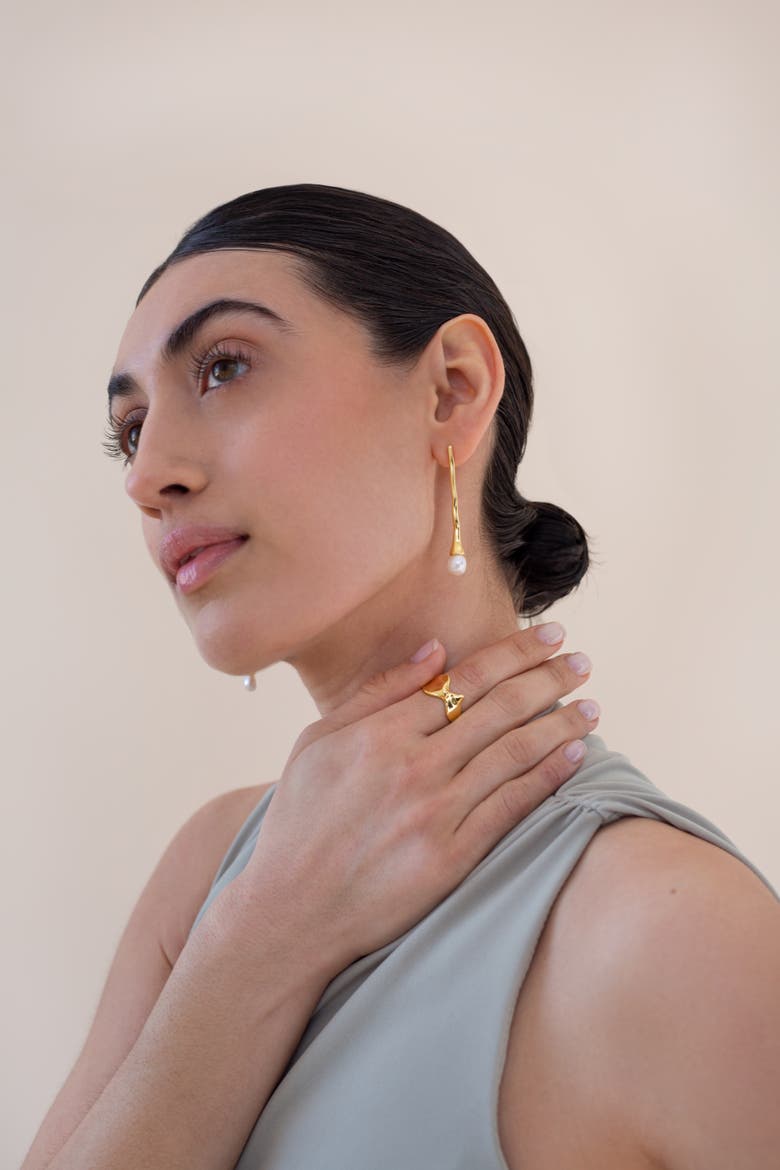 Long Bud Earrings, Alternate, color, Gold