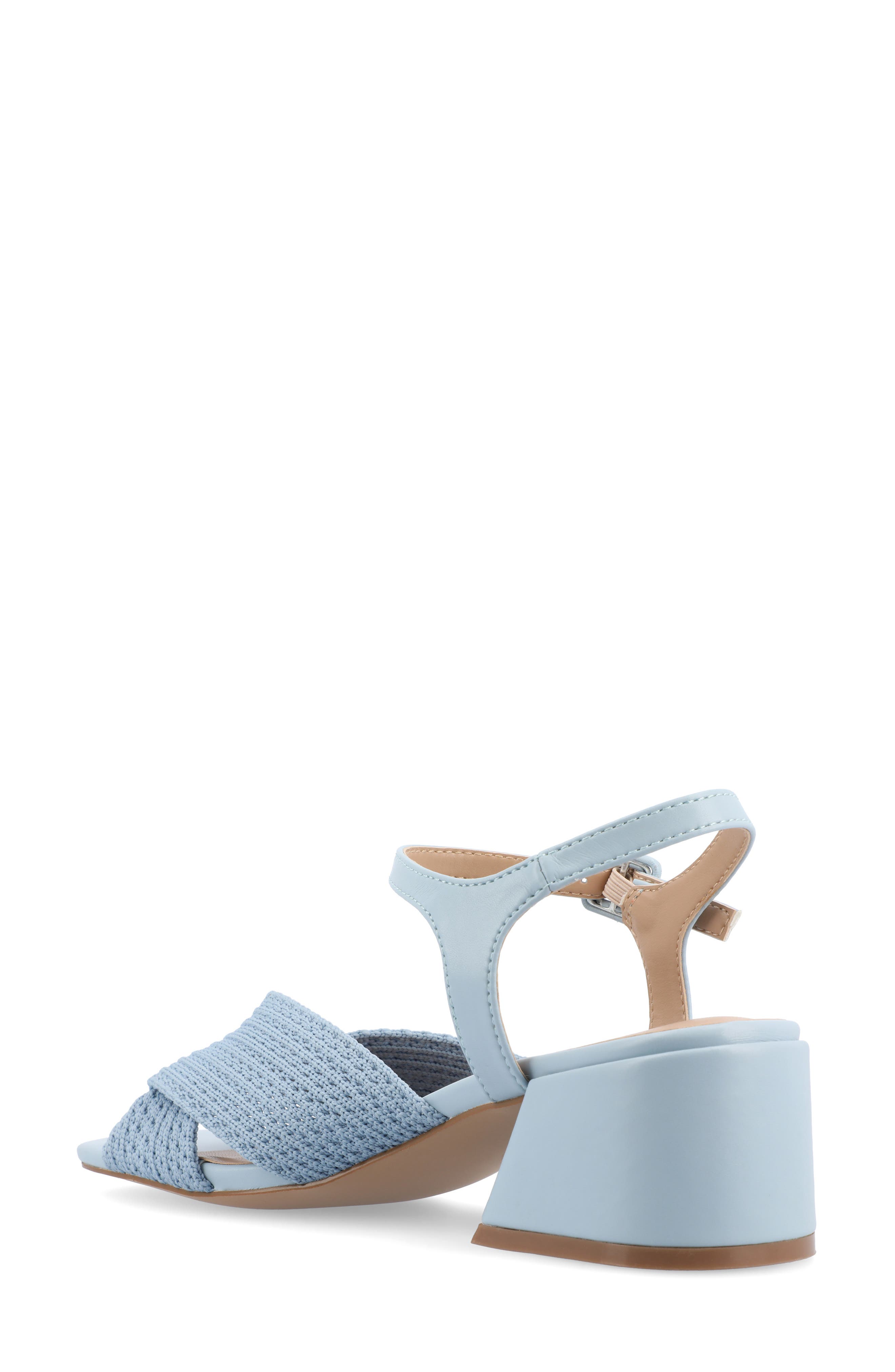 Journee Collection Zerlina Knit Block Heel Sandal, Alternate, color, Blue