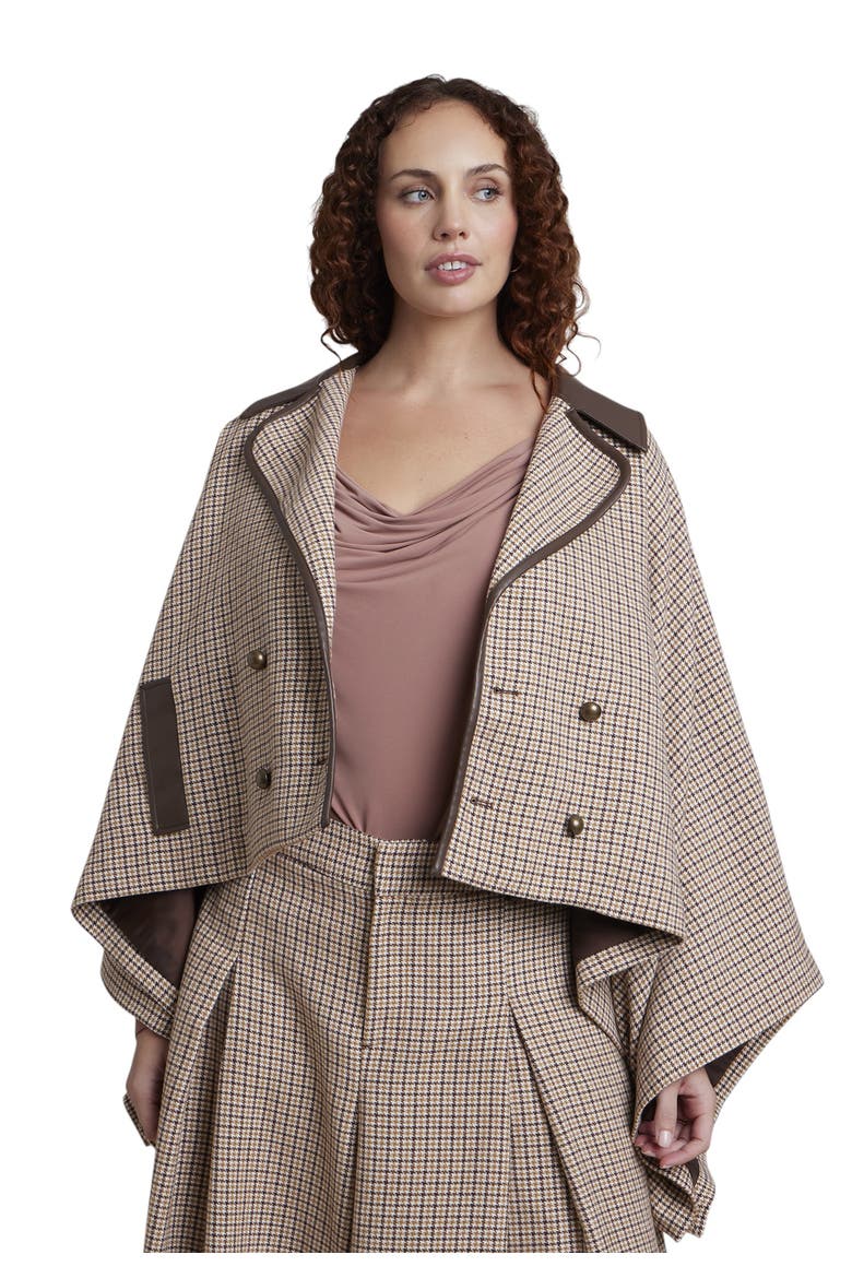 Houndstooth Cape Jacket (plus), Alternate, color, PLAID