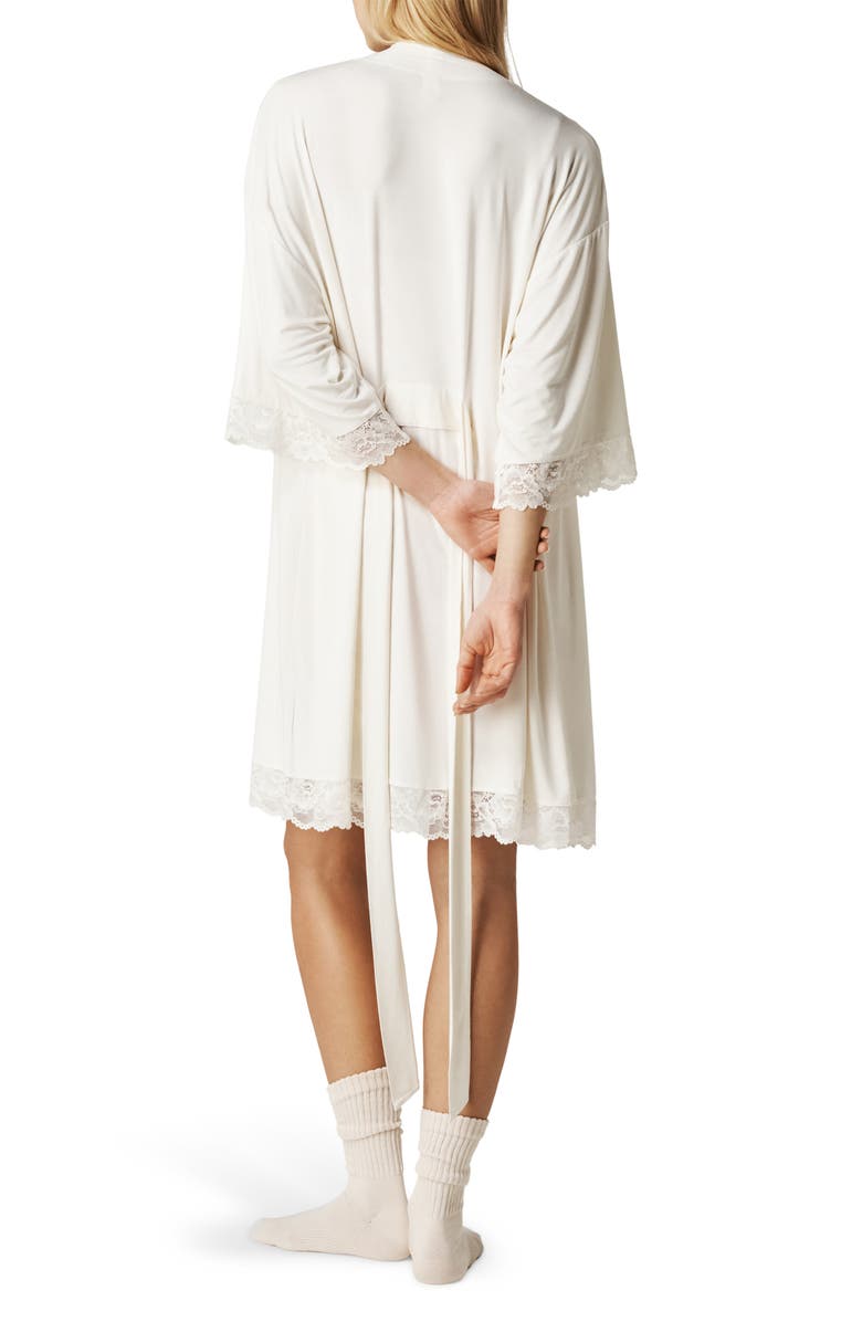 Posh Peanut Lace Trim Robe, Alternate, color, White