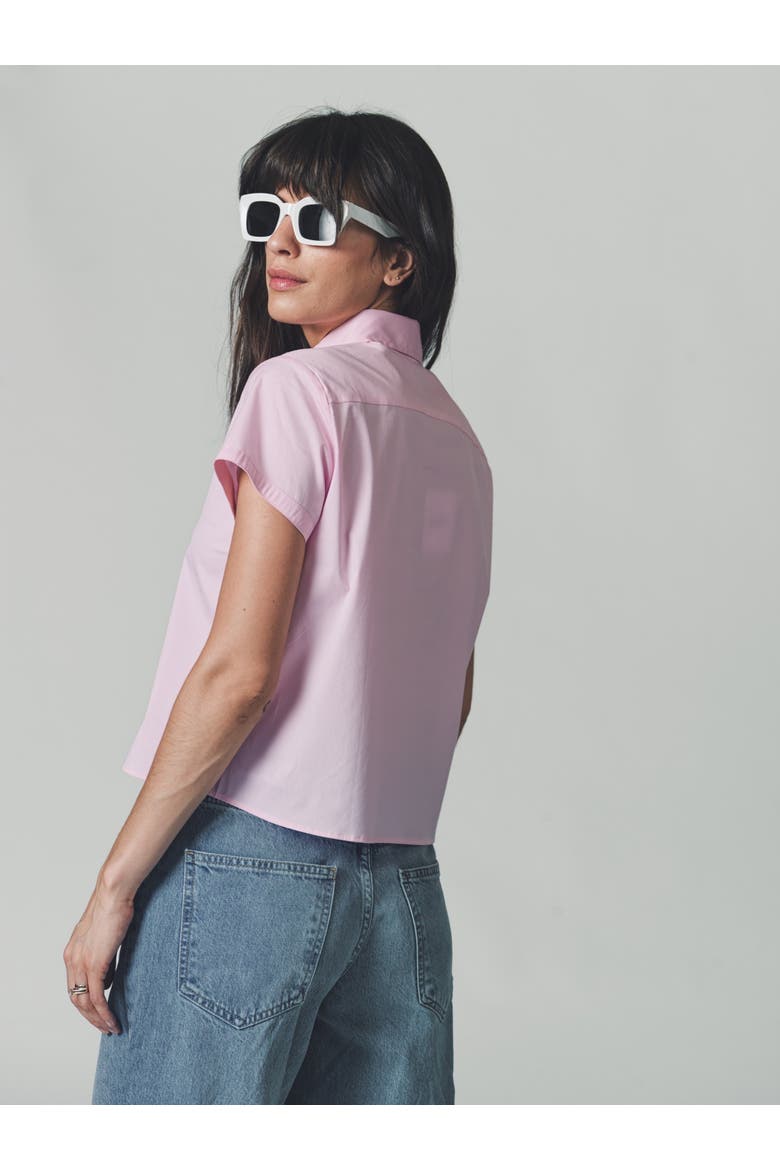 The Boxy Short Sleeve Cropped Shirt, Alternate, color, Light Pink