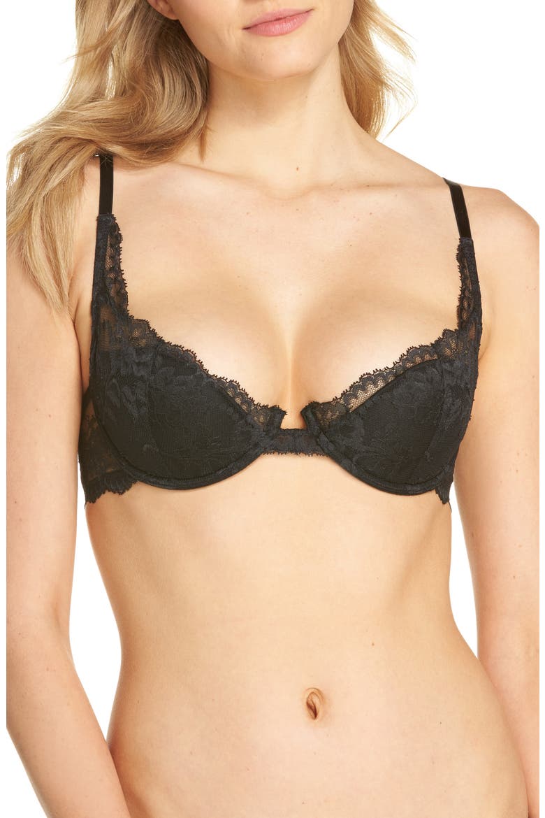 Devotion Contour Underwire Demi Bra, Main, color, BLACK/ COAL