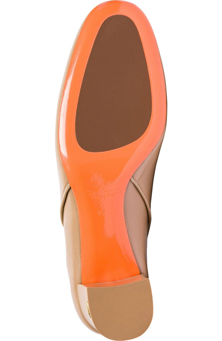 Santoni Women's leather mid-heel pump with almond toe and cut-out detail, Alternate, color, Brown