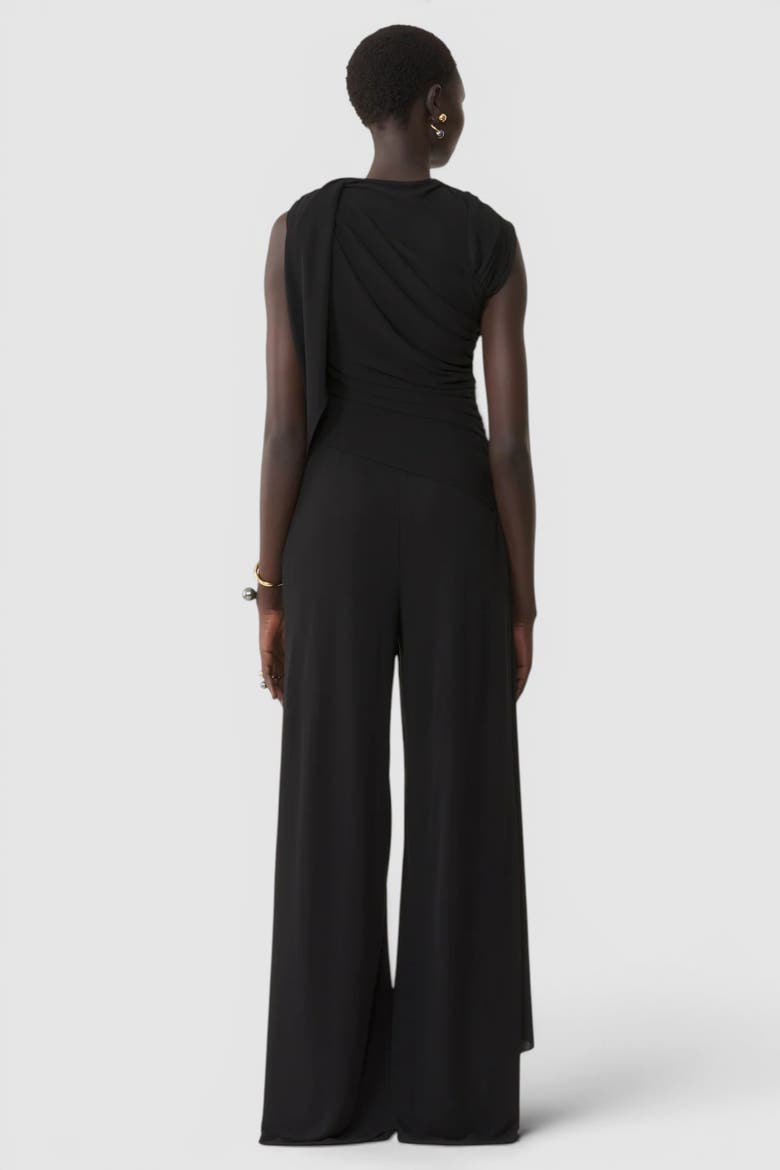 Draped Jumpsuit In Crepe Jersey, Alternate, color, Black