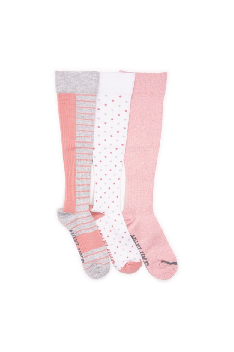 Cotton Rib Compression Knee-High Socks 3 Pair Pack Wide Size, Main, color, Blush