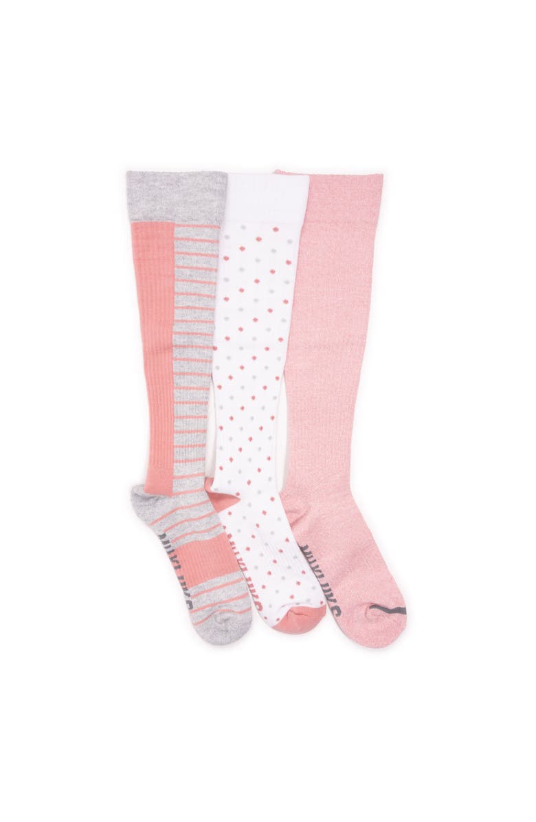 MUK LUKS Cotton Rib Compression Knee-High Socks 3 Pair Pack Wide Size, Main, color, Blush