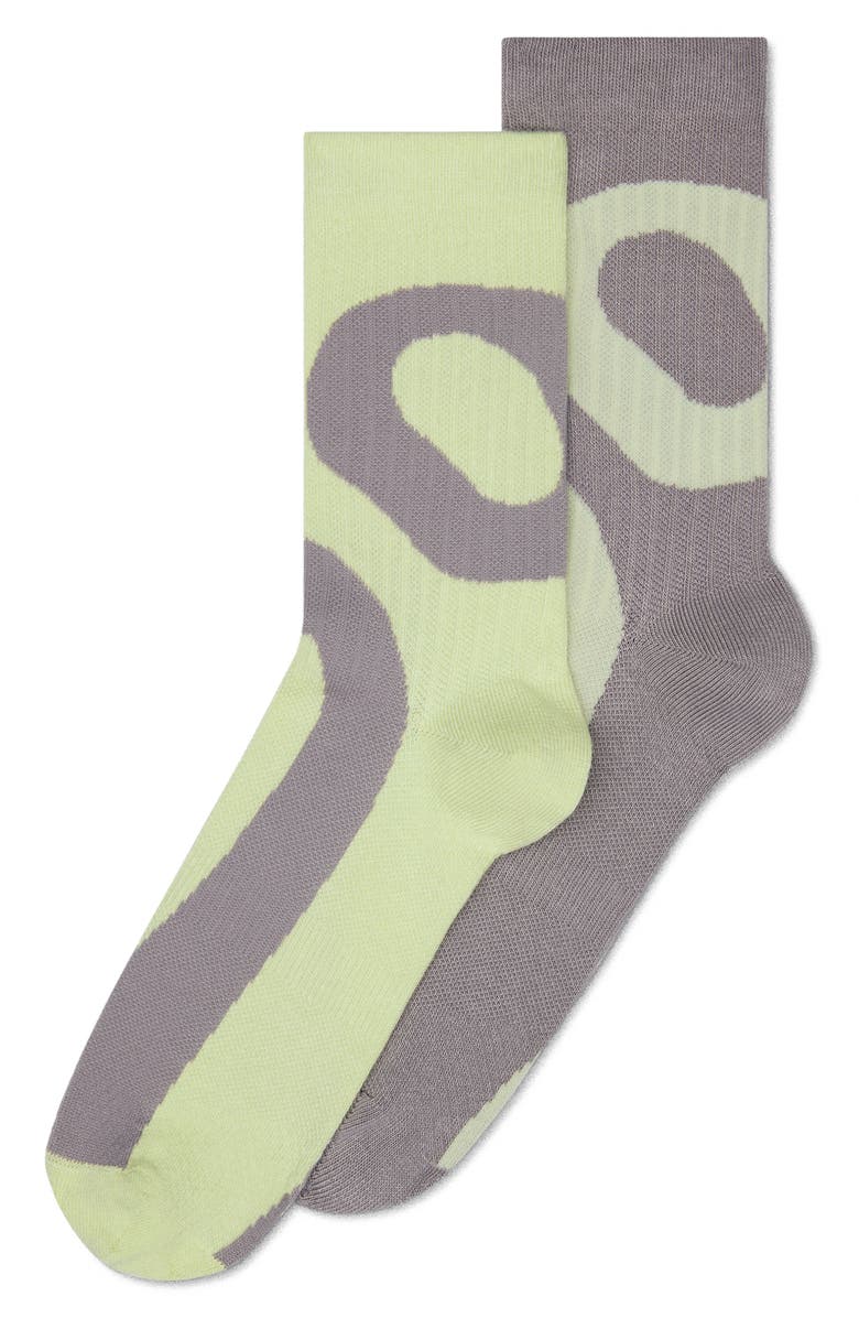 On Liquid Logo High 2-Pack Socks, Alternate, color, Zinc/ Linen