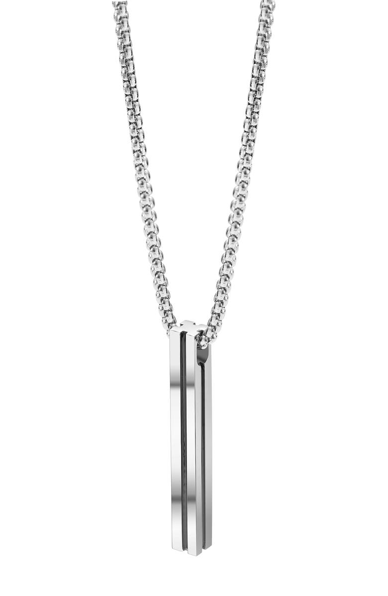 VAN HEUSEN Men's Rectangular Bar Pendant Necklace, Main, color, Silver