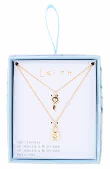 Set of 2 Lock & Key Pendant Necklaces