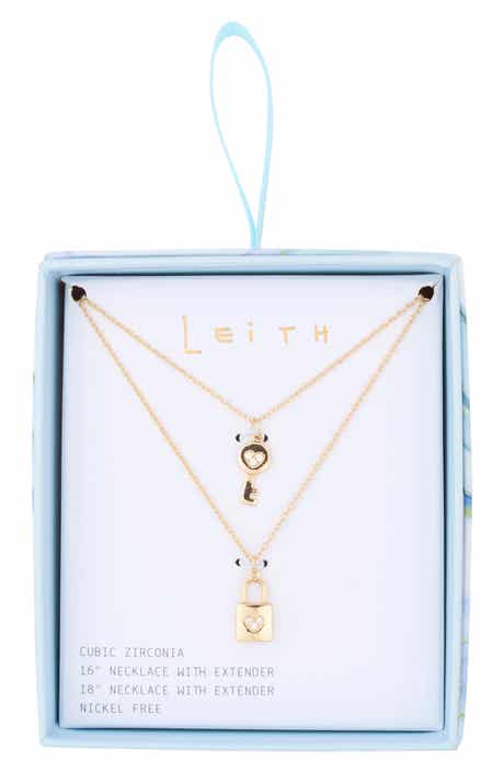 Leith Set of 2 Lock & Key Pendant Necklaces