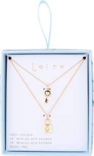 Leith Set of 2 Lock & Key Pendant Necklaces