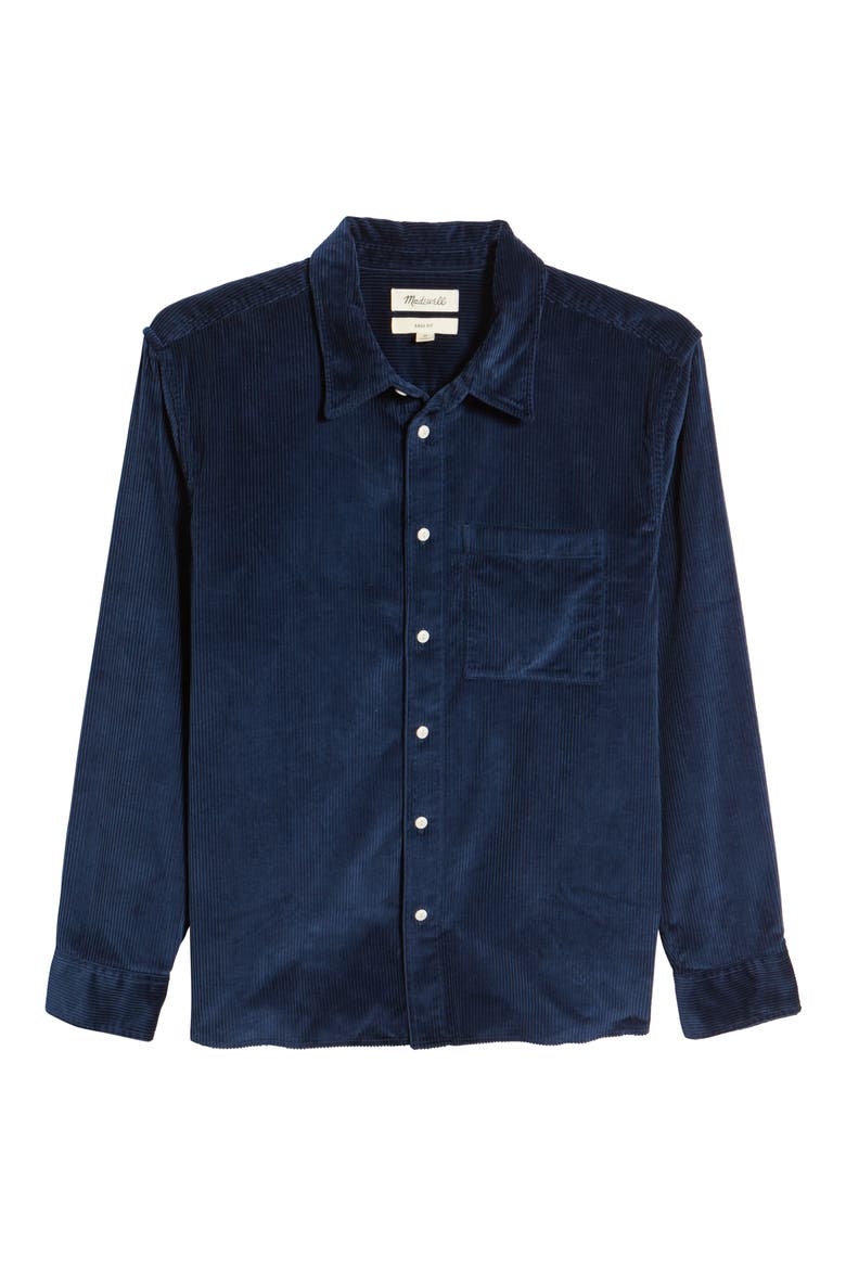 Easy Long Sleeve Button-Up Corduroy Shirt, Alternate, color, CLASSIC INDIGO