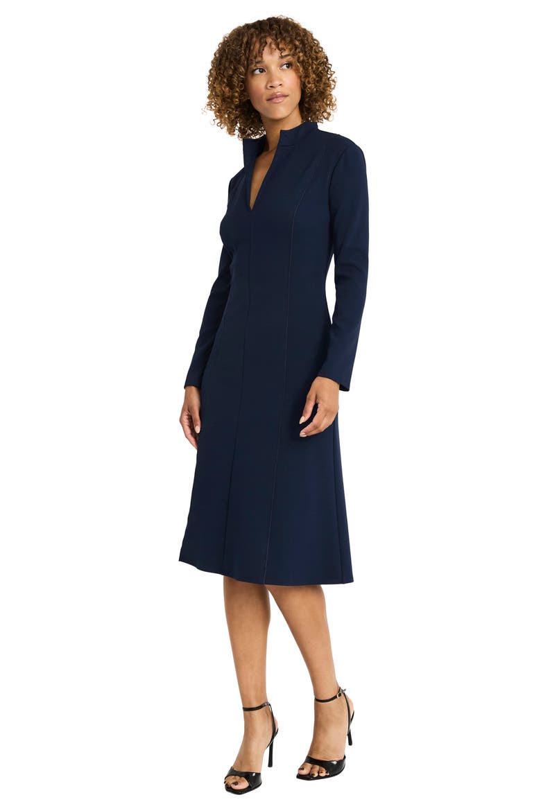 V-Neck Midi Dress, Alternate, color, NAVY BLAZER